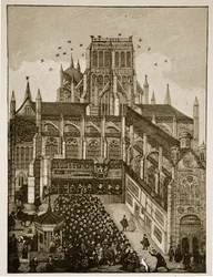 Preaching before the King and Prince of Wales at Pauls Cross in 1616, after a 17th century painting