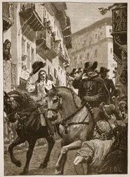 Public Reception of Prince Charles in Madrid, Illustration from Cassell