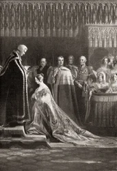Queen Victoria (1819-1901) receiving the Holy Sacrament after her coronation