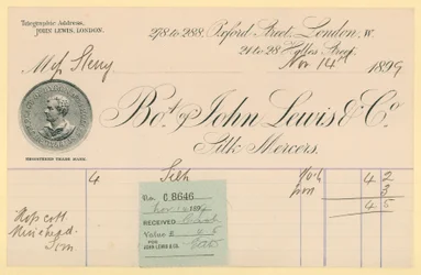 Receipt from John Lewis & Co., 14 November 1896