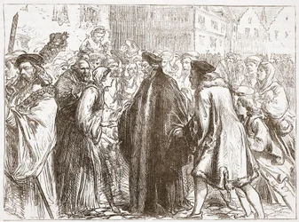 Reception of John Huss at Nuremberg, illustration from The History of Protestantism by James Aitken Wylie, 1878
