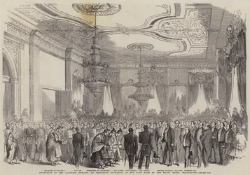 Reception of the Japanese Embassy by President Buchanan in the East Room of the White House, Washington