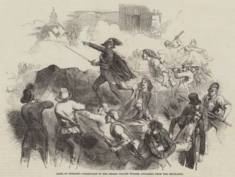 Riots at Dresden, Barricade in the Grosse Frauen Strasse attacked from the Neumarkt