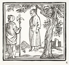 Robert hangs himself, illustration from Chap-books of the Eighteenth Century by John Ashton, pub. 1882