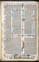 Text with Marginal Decoration and a King Dining, illustration from the 