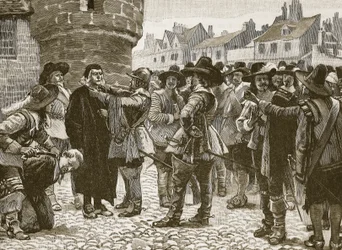 Royalist plotters at Salisbury insulting the Sheriff, illustration from Cassell