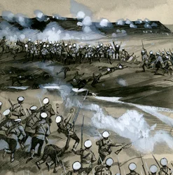 Russian soldiers being slaughtered in the attack on Plevna