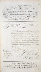 Sample letter from a pattern book of letters, c.1740