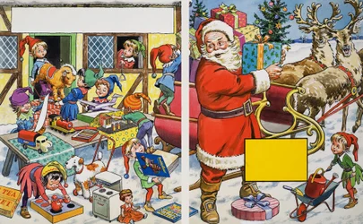 Santa Claus organising presents