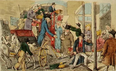 Scene at an Inn Yard, The Arrival of a Coach, c.1820