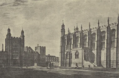 Schoolyard in 1814 (engraving)