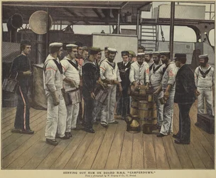 Serving out rum on board HMS Camperdown