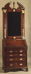 Small Queen Anne Bureau Bookcase with Gilt Mounts