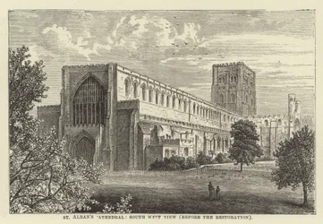St Albans Cathedral, South West View, Before the Restoration