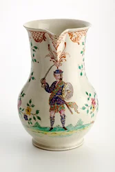 Staffordshire jug decorated with figure in Highland costume, 1755