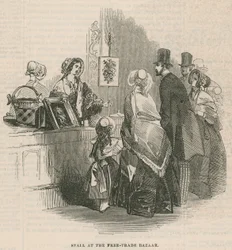 Stall at the Free-Trade Bazaar at Covent Garden, London