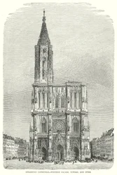 Strasburg Cathedral-Western Facade, Towers, and Spire