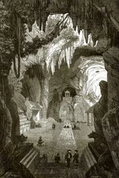 Subterranean Buddhist temple in the marble rocks near Touraine, in Cochin China