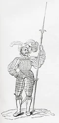 Suit of ribbed and engraved armour, from Old England: A Pictorial Museum