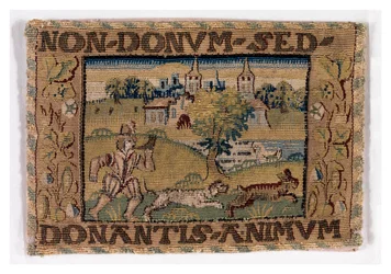 Tapestry panel depicting hunting scene