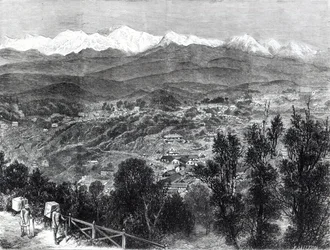 Tea Cultivation in British India - View of Darjeeling from the South, 1876