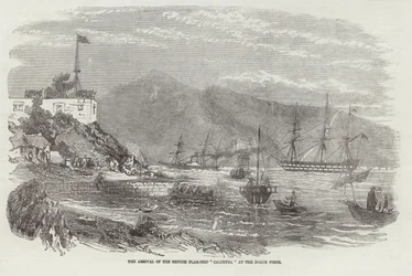 The Arrival of the British Flag Ship Calcutta at the Bogue Forts