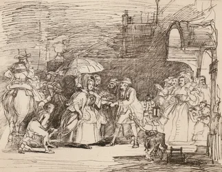 The Arrival of the Rich Relation, after Wilkie, from a Pen and Ink Drawing