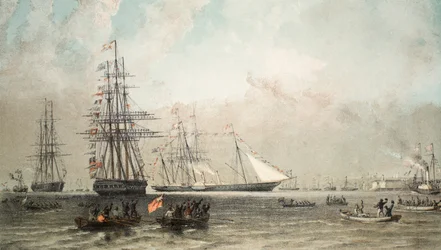The Arrival of the Royal Yacht off Gravesend, 7th March, 1863, from A Memorial of the Marriage of Edward VII and Alexandra of Denmark