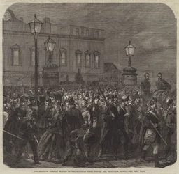 The Brighton Railway Station on the Saturday Night before the Volunteer Review
