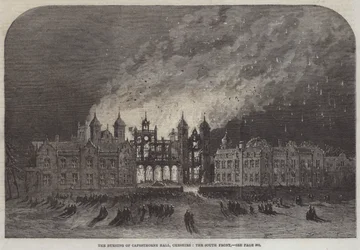 The Burning of Capesthorne Hall, Cheshire, the South Front