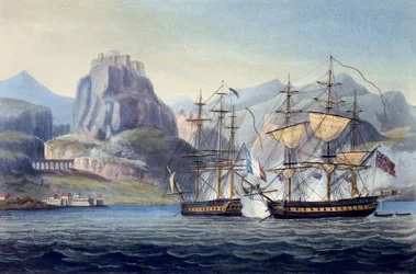The Capture of the Var by HMS Belle Poule off Corfu, 1809, from The Naval Chronology of Great Britain, by J. Ralfe