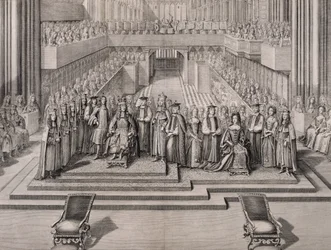 The Coronation of King James II (1633-1701) and his second wife Mary of Modena (1658-1718) 1685