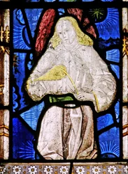The East window depicting a musician angel with rebec