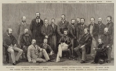The Famine in India, Lord Lytton and the Commissioner of Mysore Holding a Council at Bangalore