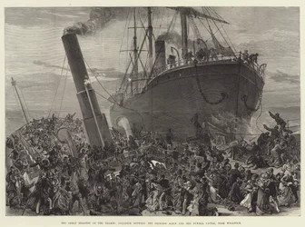 The Great Disaster on the Thames, Collision between the Princess Alice and the Bywell Castle, near Woolwich