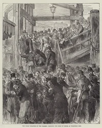 The Great Disaster on the Thames, bringing the Dead on Shore at Woolwich Pier