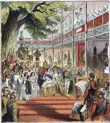 The Great London Expo at Hyde Park in 1851. Great Exhibition of 1851. A glass palace was built in Hyde Park to exhibit many things from different nations worldwide in 1851