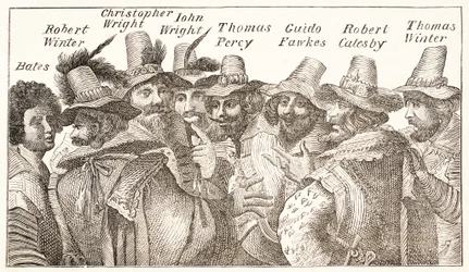 The Gunpowder Plot Conspirators, after a 1606 engraving