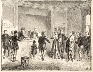 The Hand and Shears, A Case before the Court of Pie-Poudre, from a drawing dated 1811