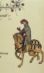 The Knight, facsimile detail from The Canterbury Tales, by Geoffrey Chaucer