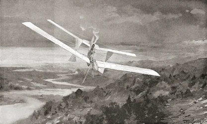 The Langley Aerodrome Flying Machine in Flight in the 19th Century. From The Strand Magazine Published 1897.