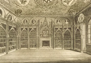 The Library, engraved by Godfrey, from Description of Strawberry Hill by Horace Walpole, 1784