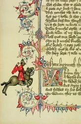 The Merchant, facsimile detail from The Canterbury Tales, by Geoffrey Chaucer