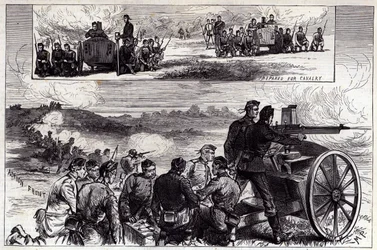 The Nordenfeldt Guns at Aldershott, from the Illustrated London News, September 1885
