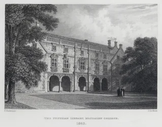 The Pepysian Library, Magdalen College, 1842