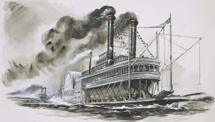 The Robert E Lee Leads the Natchez in Their Famous Race up the Mississippi River
