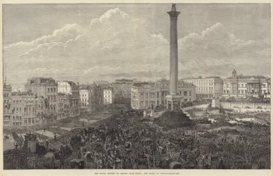 The Royal Review of Troops from Egypt, the Scene at Trafalgar-Square