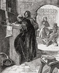 The Scriptorium of a Monastery, from the book The Church of England: A History for the People, published c.1910
