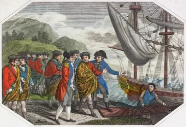 The Young Pretender after his defeat at Culloden embarking for France