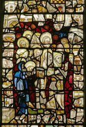 The east window depicting a procession: Candlemas or Corpus Christi